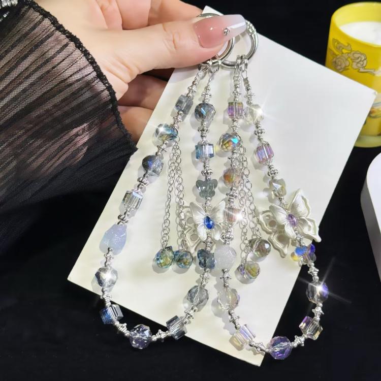 Three-Dimensional Butterfly Tassel Bead Crystal Bracelet