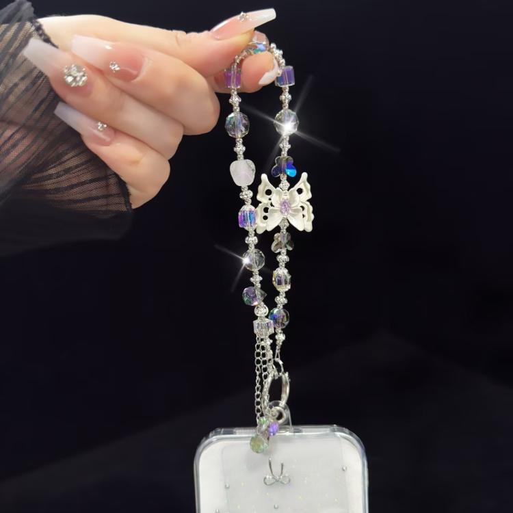 Three-Dimensional Butterfly Tassel Bead Crystal Bracelet