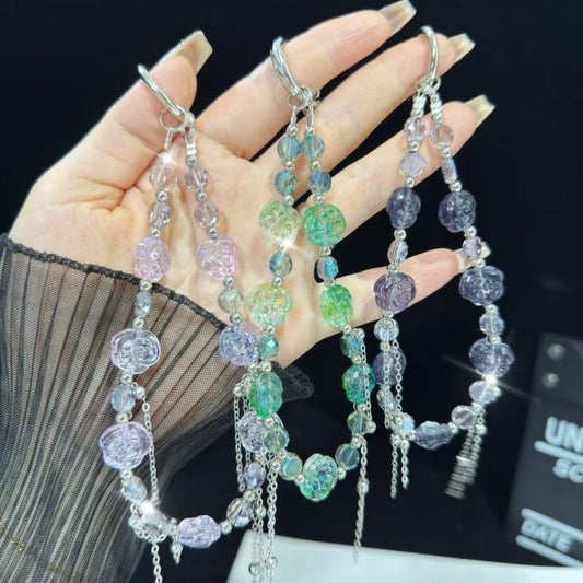 Camellia Crystal Mobile Phone Chain