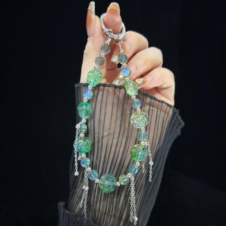 Camellia Crystal Mobile Phone Chain