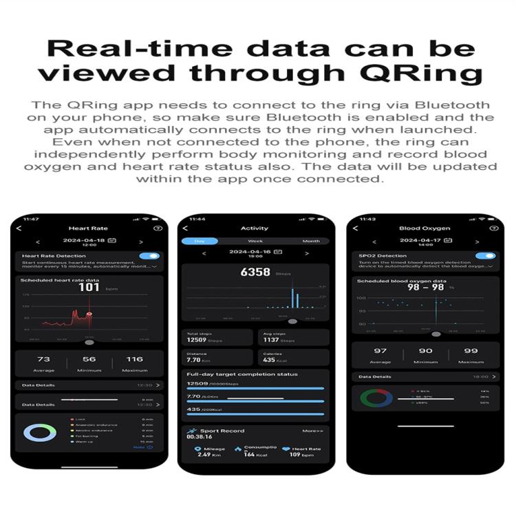 R04 SIZE 9 Smart Ring, Support Heart Rate / Blood Oxygen / Sleep Monitoring / Take Photos