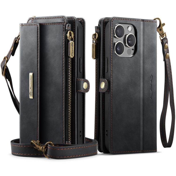 CaseMe C39 RFID Blocking Zipper Wallet Leather Phone Case with Crossbody Strap, For iPhone 13 Pro, For iPhone 13, For iPhone 13 mini, For iPhone 12 / 12 Pro, For iPhone 12 Pro Max, For iPhone 12 mini, For iPhone 11 Pro Max, For iPhone 11               ...