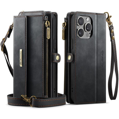 CaseMe C39 RFID Blocking Zipper Wallet Leather Phone Case with Crossbody Strap, For iPhone 13 Pro, For iPhone 13, For iPhone 13 mini, For iPhone 12 / 12 Pro, For iPhone 12 Pro Max, For iPhone 12 mini, For iPhone 11 Pro Max, For iPhone 11               ...
