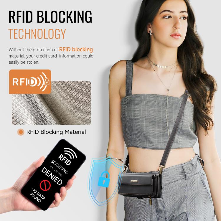 CaseMe C39 RFID Blocking Zipper Wallet Leather Phone Case with Crossbody Strap, For iPhone 13 Pro, For iPhone 13, For iPhone 13 mini, For iPhone 12 / 12 Pro, For iPhone 12 Pro Max, For iPhone 12 mini, For iPhone 11 Pro Max, For iPhone 11               ...
