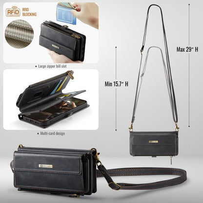 CaseMe C39 RFID Blocking Zipper Wallet Leather Phone Case with Crossbody Strap, For iPhone 13 Pro, For iPhone 13, For iPhone 13 mini, For iPhone 12 / 12 Pro, For iPhone 12 Pro Max, For iPhone 12 mini, For iPhone 11 Pro Max, For iPhone 11               ...