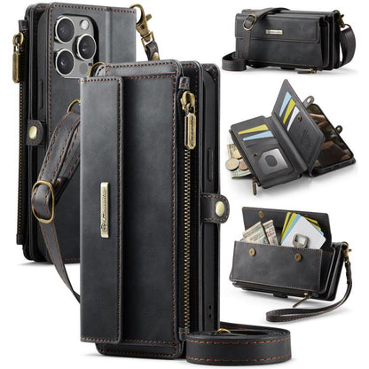 CaseMe C39 RFID Blocking Zipper Wallet Leather Phone Case with Crossbody Strap, For iPhone 13 Pro, For iPhone 13, For iPhone 13 mini, For iPhone 12 / 12 Pro, For iPhone 12 Pro Max, For iPhone 12 mini, For iPhone 11 Pro Max, For iPhone 11               ...