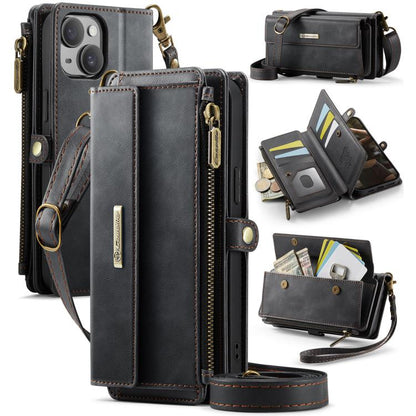 CaseMe C39 RFID Blocking Zipper Wallet Leather Phone Case with Crossbody Strap, For iPhone 13 Pro, For iPhone 13, For iPhone 13 mini, For iPhone 12 / 12 Pro, For iPhone 12 Pro Max, For iPhone 12 mini, For iPhone 11 Pro Max, For iPhone 11               ...