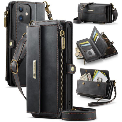 CaseMe C39 RFID Blocking Zipper Wallet Leather Phone Case with Crossbody Strap, For iPhone 13 Pro, For iPhone 13, For iPhone 13 mini, For iPhone 12 / 12 Pro, For iPhone 12 Pro Max, For iPhone 12 mini, For iPhone 11 Pro Max, For iPhone 11               ...