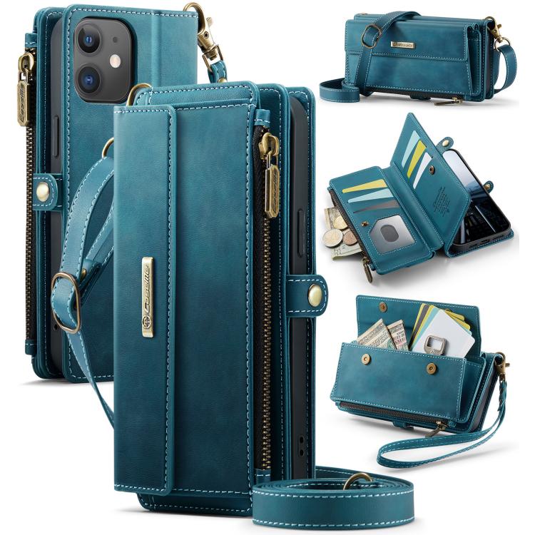 CaseMe C39 RFID Blocking Zipper Wallet Leather Phone Case with Crossbody Strap, For iPhone 13 Pro, For iPhone 13, For iPhone 13 mini, For iPhone 12 / 12 Pro, For iPhone 12 Pro Max, For iPhone 12 mini, For iPhone 11 Pro Max, For iPhone 11               ...