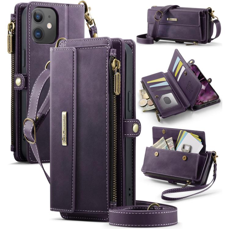 CaseMe C39 RFID Blocking Zipper Wallet Leather Phone Case with Crossbody Strap, For iPhone 13 Pro, For iPhone 13, For iPhone 13 mini, For iPhone 12 / 12 Pro, For iPhone 12 Pro Max, For iPhone 12 mini, For iPhone 11 Pro Max, For iPhone 11               ...
