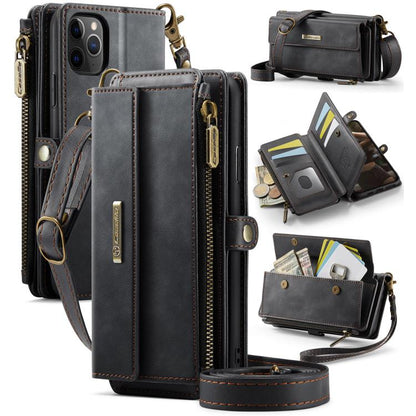 CaseMe C39 RFID Blocking Zipper Wallet Leather Phone Case with Crossbody Strap, For iPhone 13 Pro, For iPhone 13, For iPhone 13 mini, For iPhone 12 / 12 Pro, For iPhone 12 Pro Max, For iPhone 12 mini, For iPhone 11 Pro Max, For iPhone 11               ...