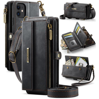 CaseMe C39 RFID Blocking Zipper Wallet Leather Phone Case with Crossbody Strap, For iPhone 13 Pro, For iPhone 13, For iPhone 13 mini, For iPhone 12 / 12 Pro, For iPhone 12 Pro Max, For iPhone 12 mini, For iPhone 11 Pro Max, For iPhone 11               ...