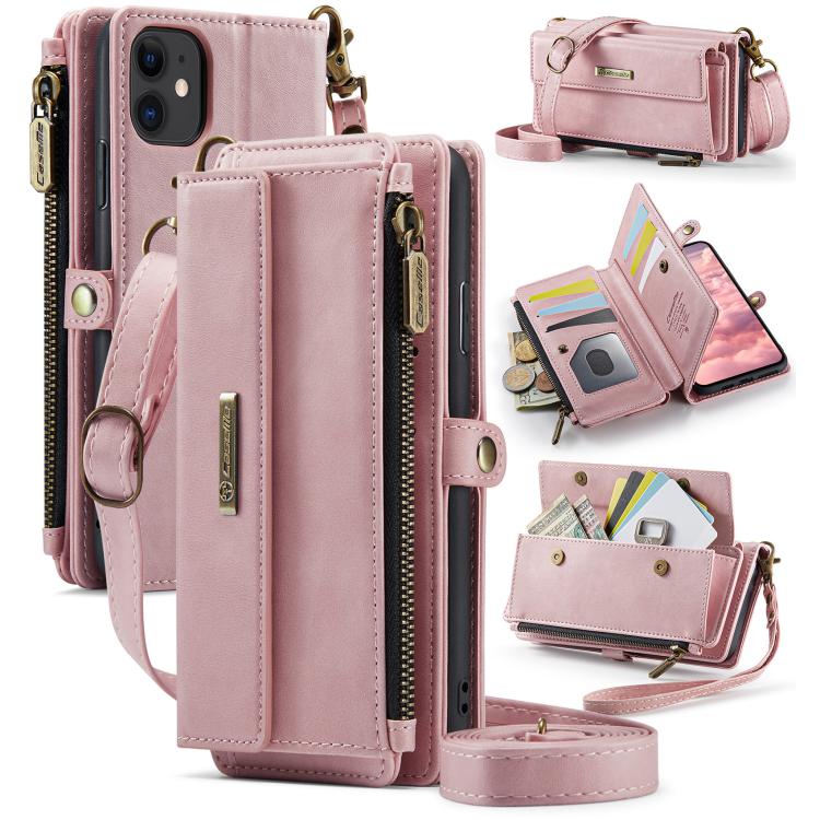 CaseMe C39 RFID Blocking Zipper Wallet Leather Phone Case with Crossbody Strap, For iPhone 13 Pro, For iPhone 13, For iPhone 13 mini, For iPhone 12 / 12 Pro, For iPhone 12 Pro Max, For iPhone 12 mini, For iPhone 11 Pro Max, For iPhone 11               ...