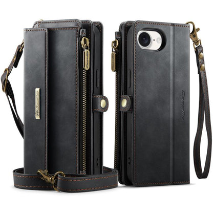 CaseMe C39 RFID Blocking Zipper Wallet Leather Phone Case with Crossbody Strap, For iPhone 17e / 16e, For iPhone 17 Pro Max, For iPhone 17 Pro, For iPhone 17, For iPhone Air, For iPhone 16 Pro Max, For iPhone 16 Pro, For iPhone 16 Plus, For iPhone 16  ...