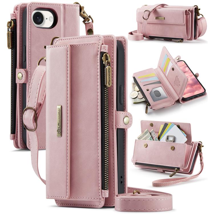 CaseMe C39 RFID Blocking Zipper Wallet Leather Phone Case with Crossbody Strap, For iPhone 17e / 16e, For iPhone 17 Pro Max, For iPhone 17 Pro, For iPhone 17, For iPhone Air, For iPhone 16 Pro Max, For iPhone 16 Pro, For iPhone 16 Plus, For iPhone 16  ...