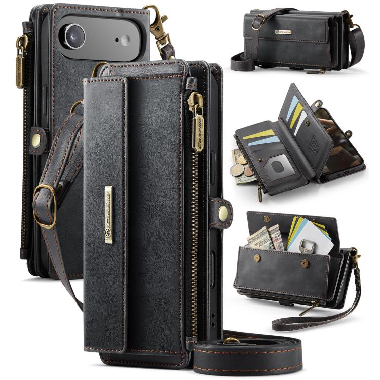 CaseMe C39 RFID Blocking Zipper Wallet Leather Phone Case with Crossbody Strap, For iPhone 17e / 16e, For iPhone 17 Pro Max, For iPhone 17 Pro, For iPhone 17, For iPhone Air, For iPhone 16 Pro Max, For iPhone 16 Pro, For iPhone 16 Plus, For iPhone 16  ...