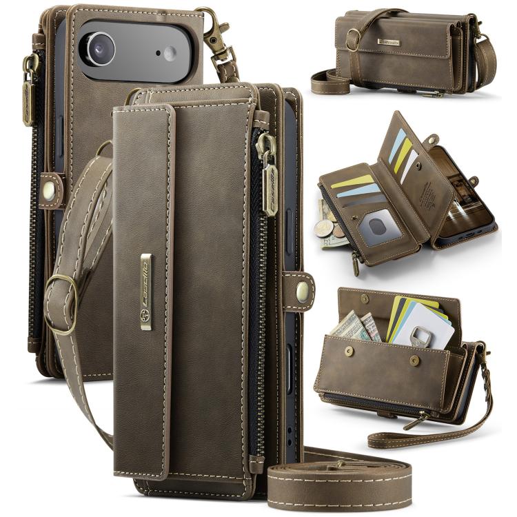 CaseMe C39 RFID Blocking Zipper Wallet Leather Phone Case with Crossbody Strap, For iPhone 17e / 16e, For iPhone 17 Pro Max, For iPhone 17 Pro, For iPhone 17, For iPhone Air, For iPhone 16 Pro Max, For iPhone 16 Pro, For iPhone 16 Plus, For iPhone 16  ...
