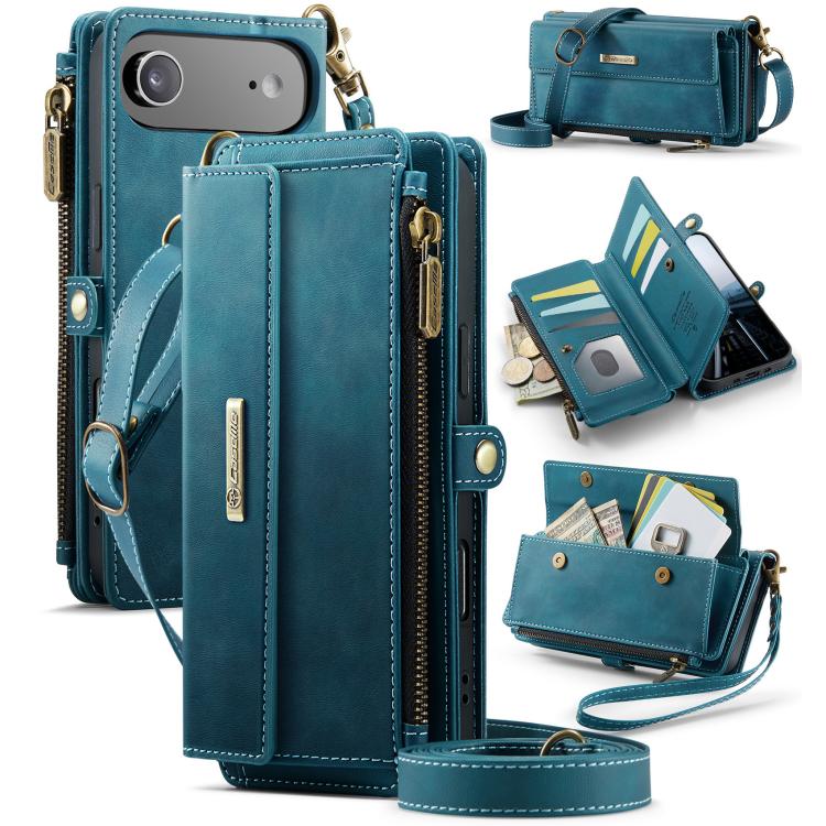 CaseMe C39 RFID Blocking Zipper Wallet Leather Phone Case with Crossbody Strap, For iPhone 17e / 16e, For iPhone 17 Pro Max, For iPhone 17 Pro, For iPhone 17, For iPhone Air, For iPhone 16 Pro Max, For iPhone 16 Pro, For iPhone 16 Plus, For iPhone 16  ...
