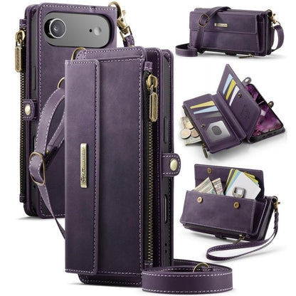 CaseMe C39 RFID Blocking Zipper Wallet Leather Phone Case with Crossbody Strap, For iPhone 17e / 16e, For iPhone 17 Pro Max, For iPhone 17 Pro, For iPhone 17, For iPhone Air, For iPhone 16 Pro Max, For iPhone 16 Pro, For iPhone 16 Plus, For iPhone 16  ...