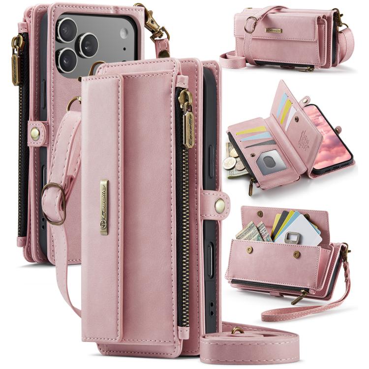 CaseMe C39 RFID Blocking Zipper Wallet Leather Phone Case with Crossbody Strap