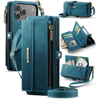CaseMe C39 RFID Blocking Zipper Wallet Leather Phone Case with Crossbody Strap, For iPhone 17e / 16e, For iPhone 17 Pro Max, For iPhone 17 Pro, For iPhone 17, For iPhone Air, For iPhone 16 Pro Max, For iPhone 16 Pro, For iPhone 16 Plus, For iPhone 16  ...