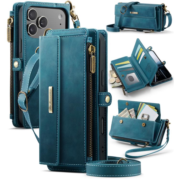 CaseMe C39 RFID Blocking Zipper Wallet Leather Phone Case with Crossbody Strap, For iPhone 17e / 16e, For iPhone 17 Pro Max, For iPhone 17 Pro, For iPhone 17, For iPhone Air, For iPhone 16 Pro Max, For iPhone 16 Pro, For iPhone 16 Plus, For iPhone 16  ...