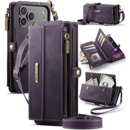 CaseMe C39 RFID Blocking Zipper Wallet Leather Phone Case with Crossbody Strap, For iPhone 17e / 16e, For iPhone 17 Pro Max, For iPhone 17 Pro, For iPhone 17, For iPhone Air, For iPhone 16 Pro Max, For iPhone 16 Pro, For iPhone 16 Plus, For iPhone 16  ...
