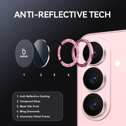 NORTHJO 1 Set Camera Lens Protector Glitter Metal Ring Film, For Samsung Galaxy S26+ 5G, For Samsung Galaxy S26 Ultra 5G, For Samsung Galaxy S26 5G, For Samsung Galaxy S25 Edge 5G, For Samsung Galaxy A26 5G, For Samsung Galaxy S25 5G                   ...