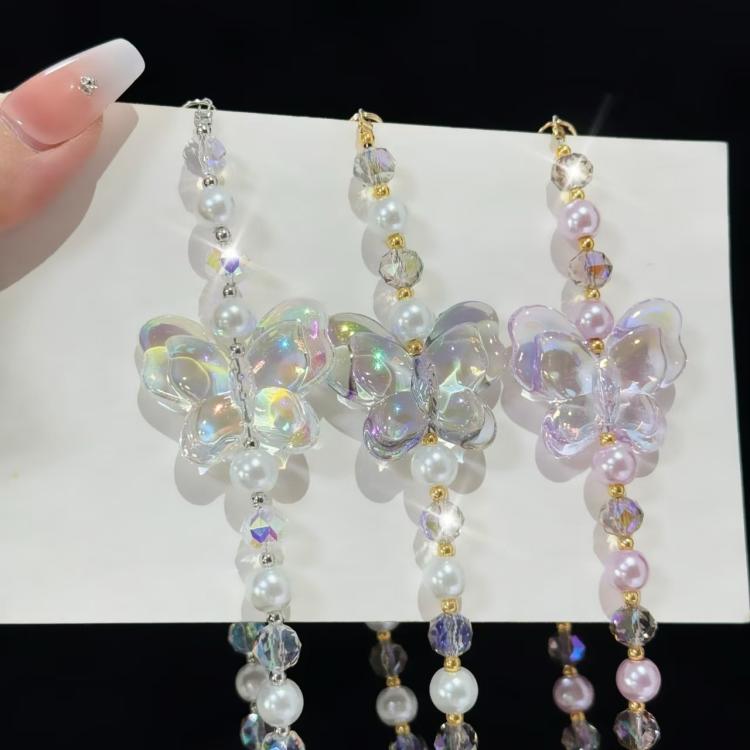 Laser Crystal Butterfly Pearl Mobile Phone Chain