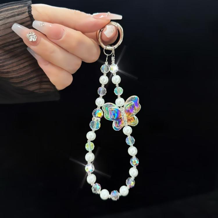Laser Crystal Butterfly Pearl Mobile Phone Chain