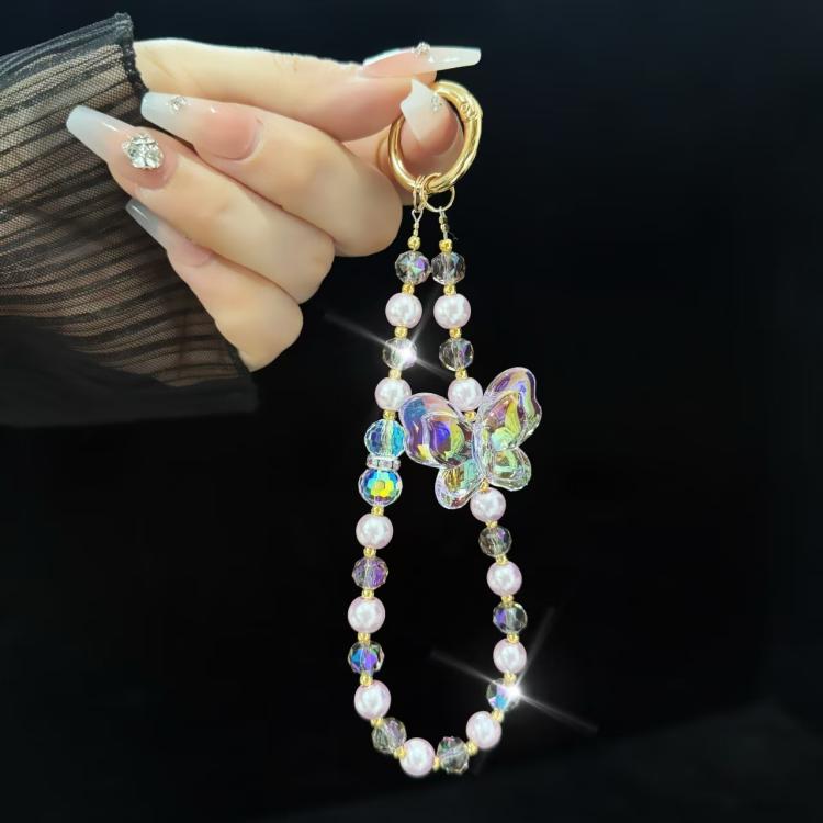 Laser Crystal Butterfly Pearl Mobile Phone Chain