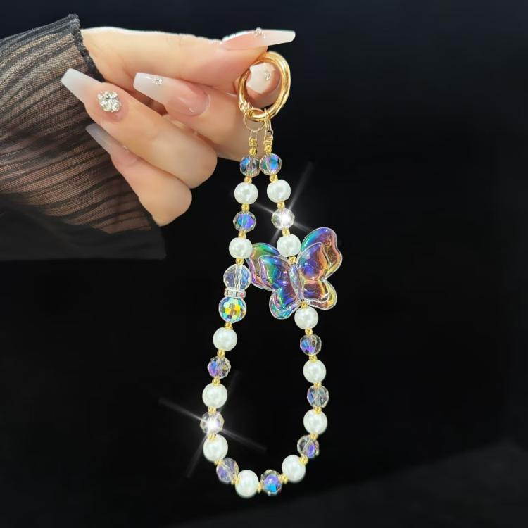Laser Crystal Butterfly Pearl Mobile Phone Chain