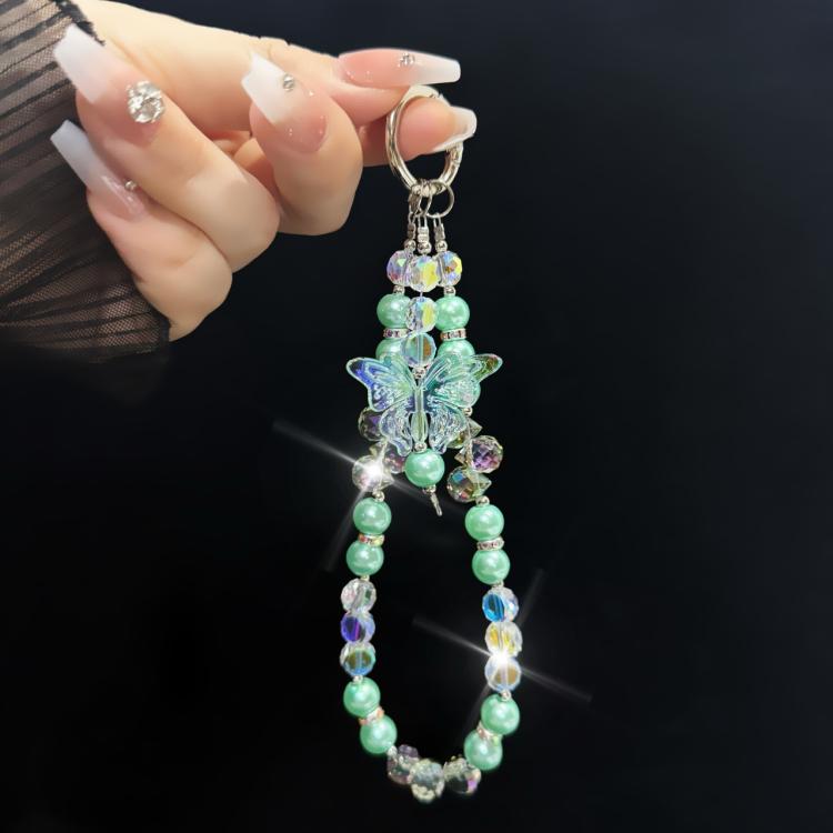 Three-Color Crystal Butterfly Pearl Mobile Phone Chain