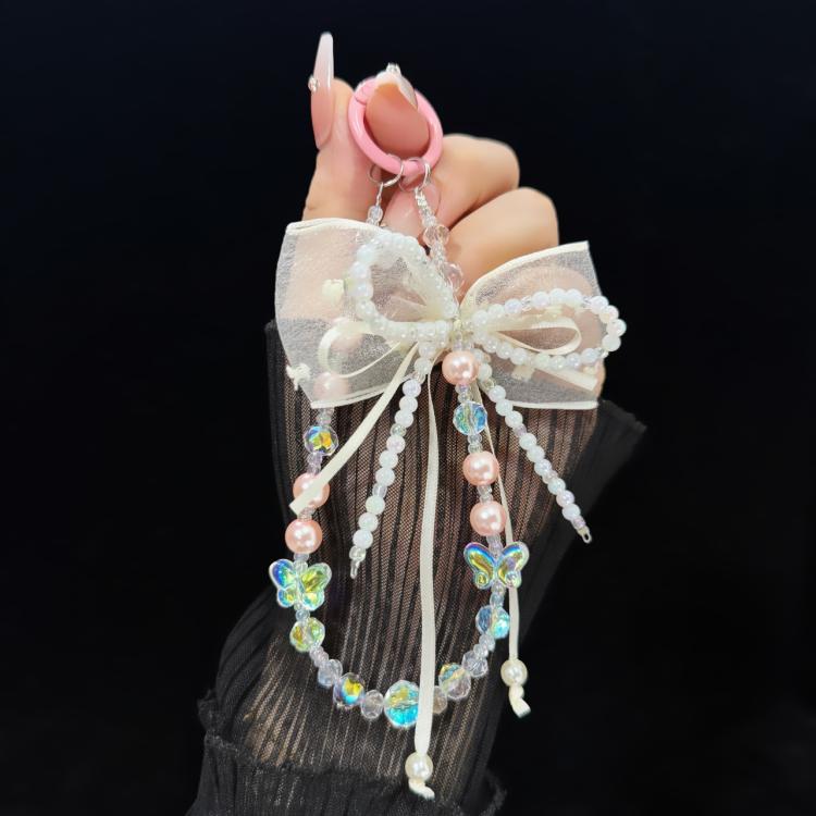 Pearl Bow Laser Butterfly Mobile Phone Chain