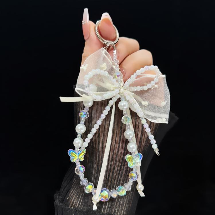 Pearl Bow Laser Butterfly Mobile Phone Chain