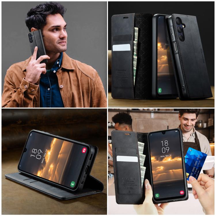 CaseMe 033 Calf Leather Lining Microfibre RFID Blocking Phone Case, For Samsung Galaxy A25, For Samsung Galaxy S23 FE 5G, For Samsung Galaxy A24 4G, For Samsung Galaxy A34 5G, For Samsung Galaxy A54, For Samsung Galaxy S23 Ultra 5G                     ...