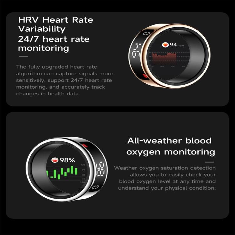 SY01 SIZE 8 Smart Ring, Support Heart Rate / Blood Oxygen / Sleep Monitoring / Multiple Sport Modes