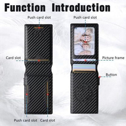 The Suteni carbon fiber pattern button automatically pops out the veneered printed card box