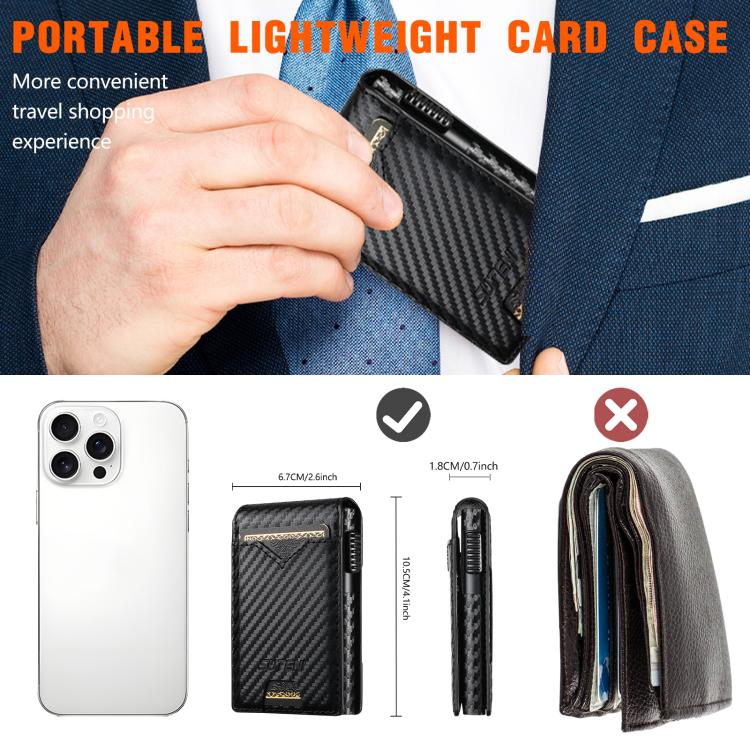 The Suteni carbon fiber pattern button automatically pops out the veneered printed card box