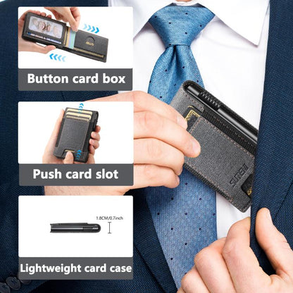 The Suteni denim pattern button automatically pops out the elastic band card box