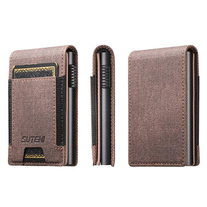 The Suteni denim pattern button automatically pops out the elastic band card box