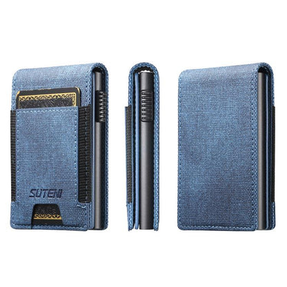 The Suteni denim pattern button automatically pops out the elastic band card box