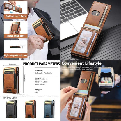 The Suteni oil wax pattern button automatically pops out the elastic band card box