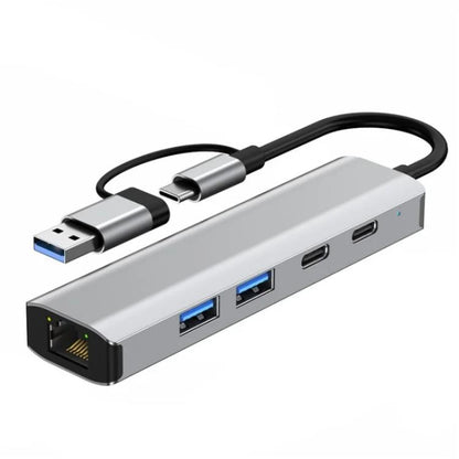 2503 Gigabit RJ45, 2 x USB3.2, USB-C2.0, USB-C3.2, DC5V 6 in 1 Docking Station USB / Type-C Hub
