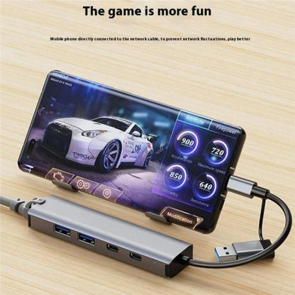 2503 Gigabit RJ45, 2 x USB3.2, USB-C2.0, USB-C3.2, DC5V 6 in 1 Docking Station USB / Type-C Hub