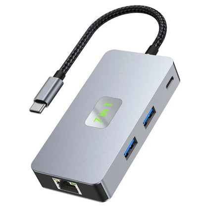 2402 2 x USB 3.2, HD, 2 x Card Reader, PD 100W, RJ45 2.5Gbps 7-in-1 Multi-Port Type-C Hub Adapter