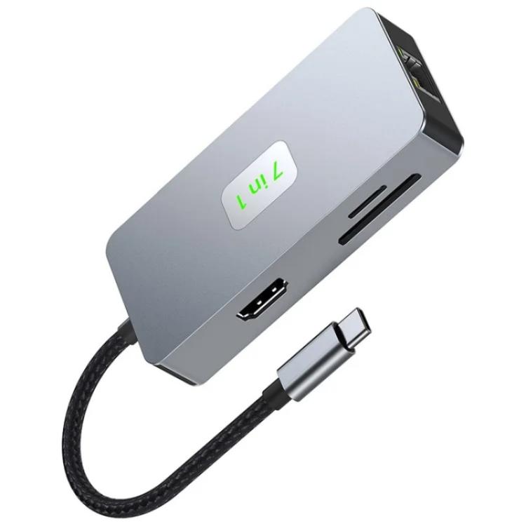 2402 2 x USB 3.2, HD, 2 x Card Reader, PD 100W, RJ45 2.5Gbps 7-in-1 Multi-Port Type-C Hub Adapter