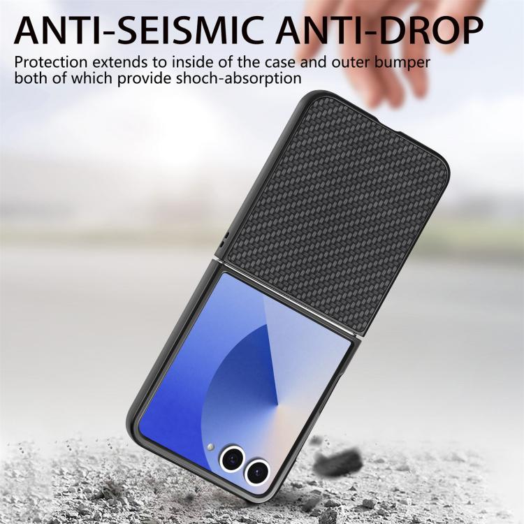 Carbon Fiber Texture Leather Back Phone Case, For Galaxy Z Flip8 5G, For Galaxy Z Flip7 5G