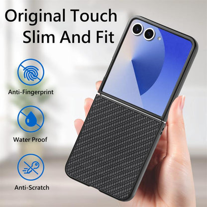 Carbon Fiber Texture Leather Back Phone Case, For Galaxy Z Flip8 5G, For Galaxy Z Flip7 5G