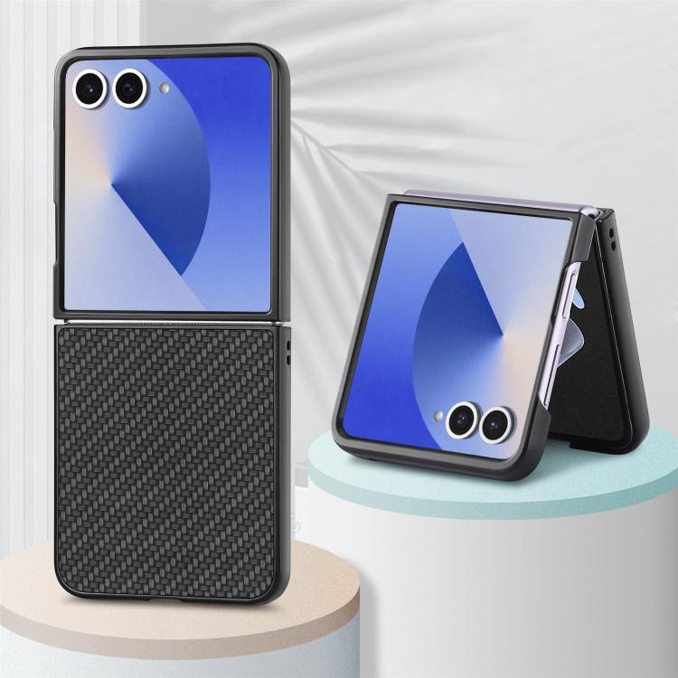 Carbon Fiber Texture Leather Back Phone Case, For Galaxy Z Flip8 5G, For Galaxy Z Flip7 5G